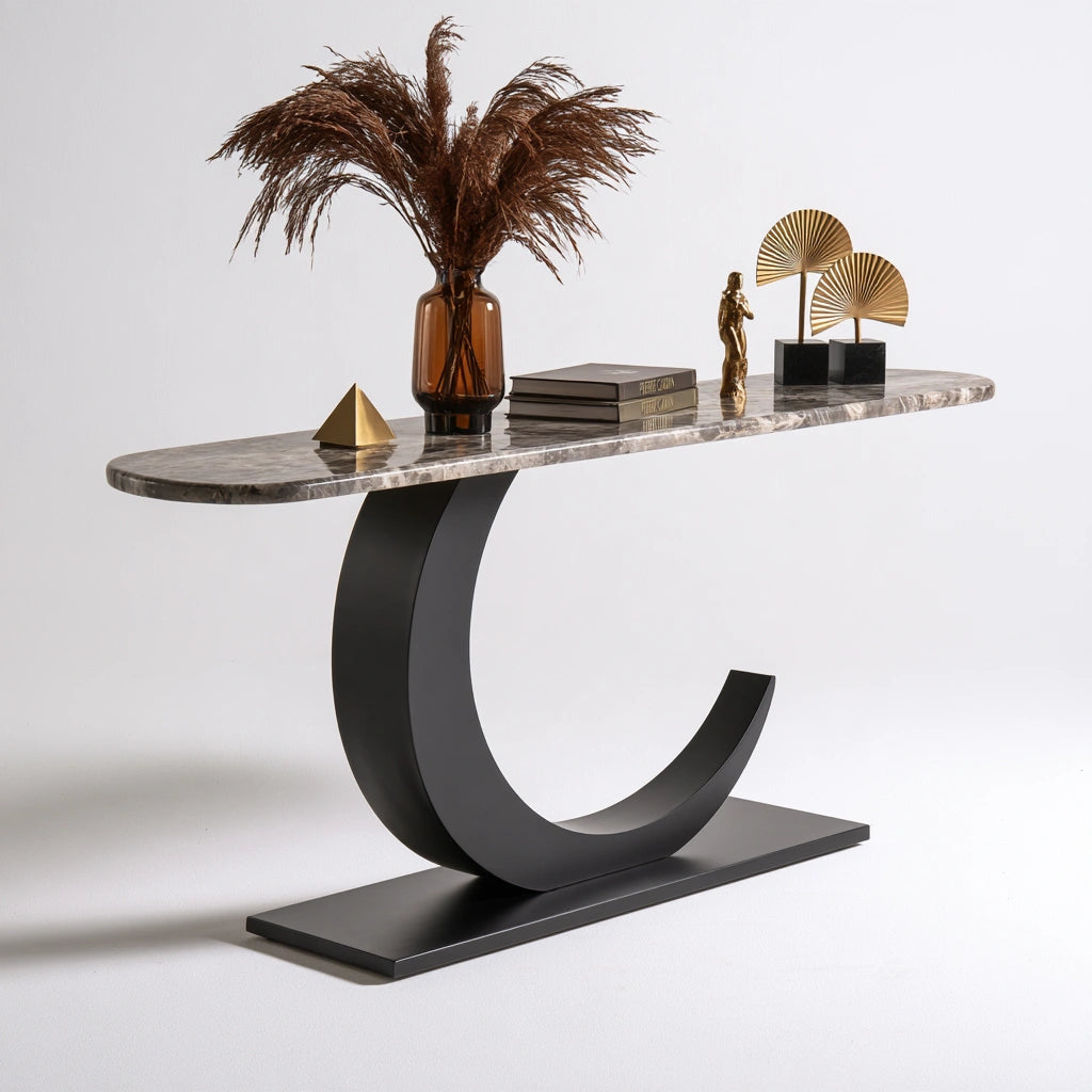 Console d'entrée aux lignes épurées, coloris gris